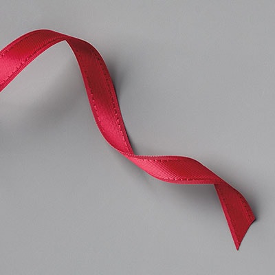 Real Red 3/8" (1 Cm) Double-Stitched Satin Ribbon [ 151155 ]