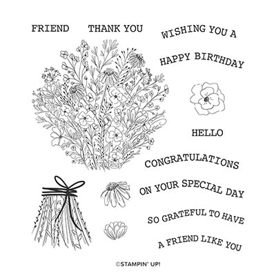 Hand-Drawn Blooms Cling Stamp Set (English) [ 152565 ]
