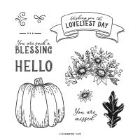 Hello Harvest Cling Stamp Set (English)