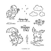 Playing In The Rain Cling Stamp Set (English)