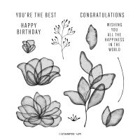 Translucent Florals Cling Stamp Set (English)