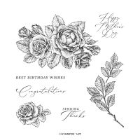 Stippled Roses Cling Stamp Set (English)