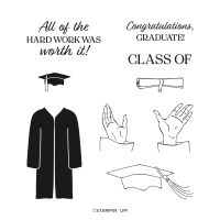 Cap & Gown Cling Stamp Set (English)