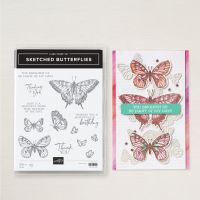 Sketched Butterflies Cling Stamp Set (English)